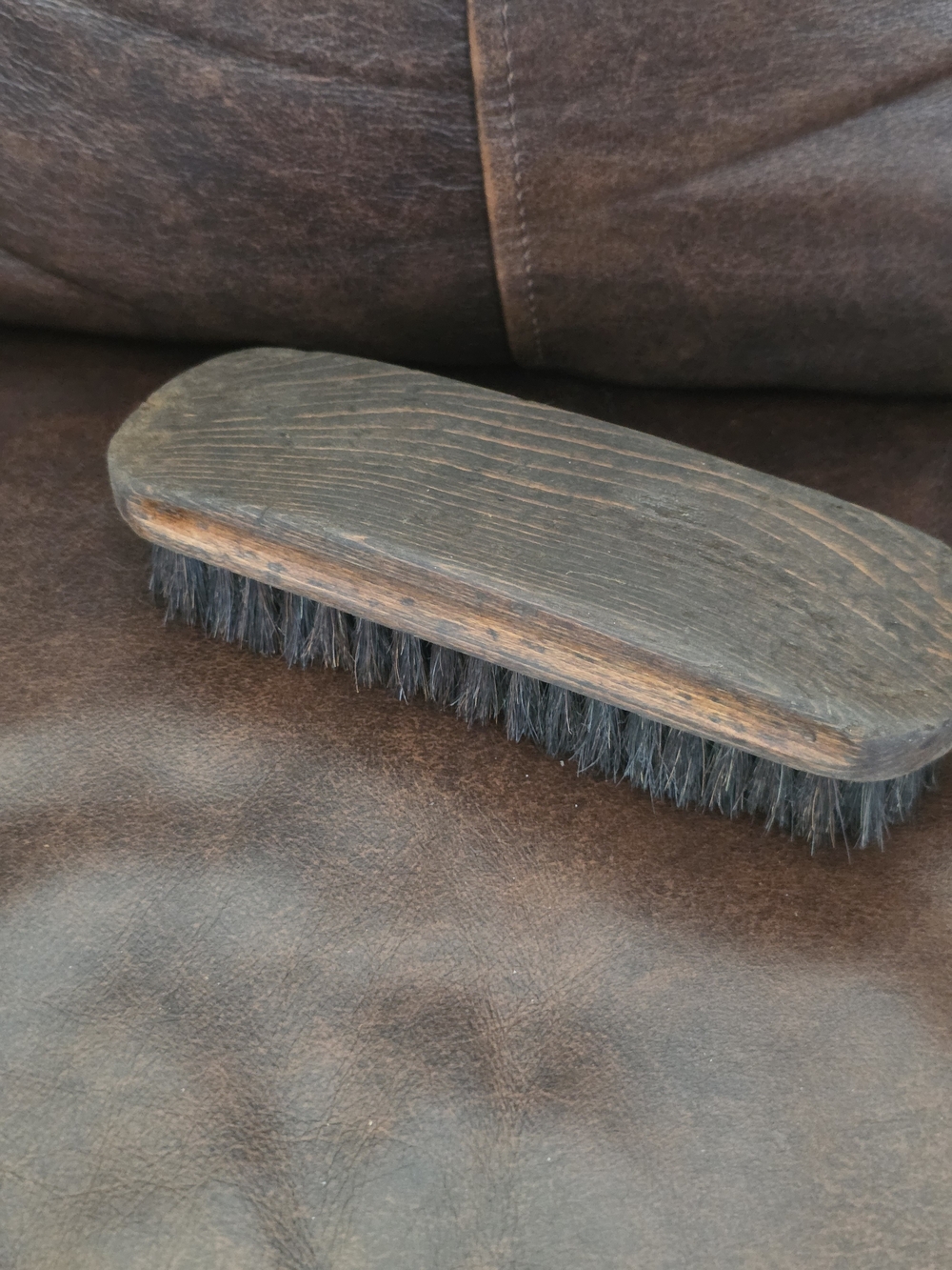 Antique Wood Handle Black Bristle Shoe Brush. Great For All Shoe Types.